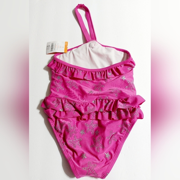 Bright Pink Silver Starfish Gymboree Halter Style Swimsuit Size 4 - Picture 3 of 4